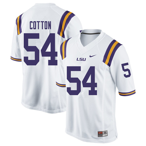 Men #54 Davin Cotton LSU Tigers College Football Jerseys Sale-White